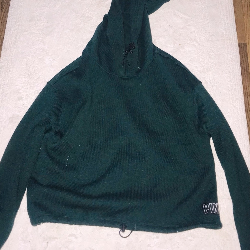 PINK green cropped hoodie